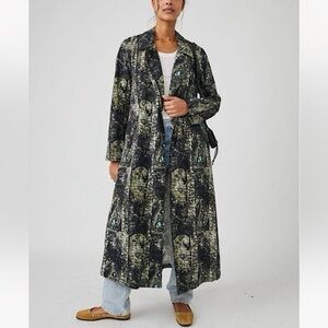 Free People Rae Rae Paisley Print Cotton & Linen Duster Jacket